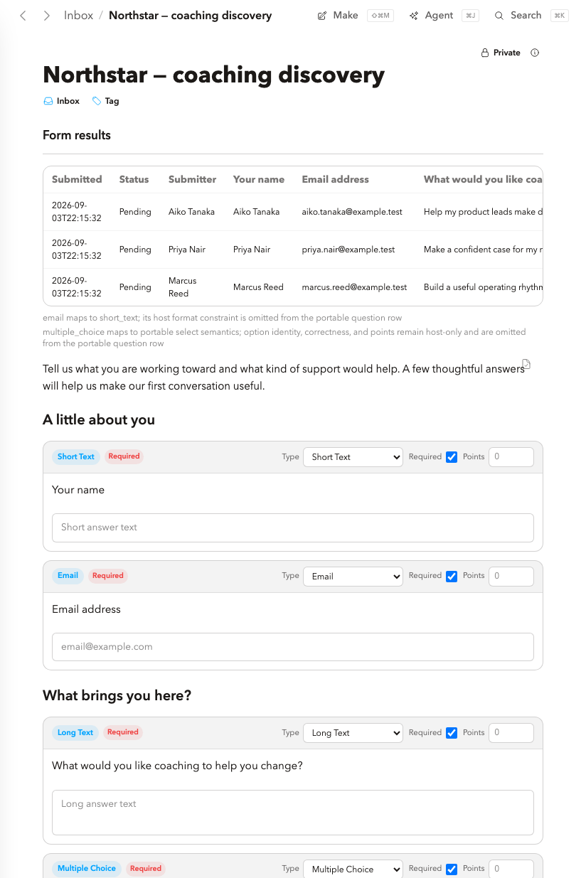 Relay connected client intake form builder