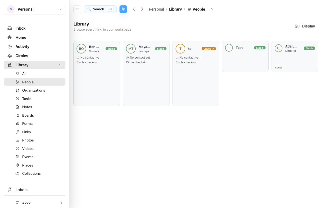 Relay Library flow layout showing mixed entity cards